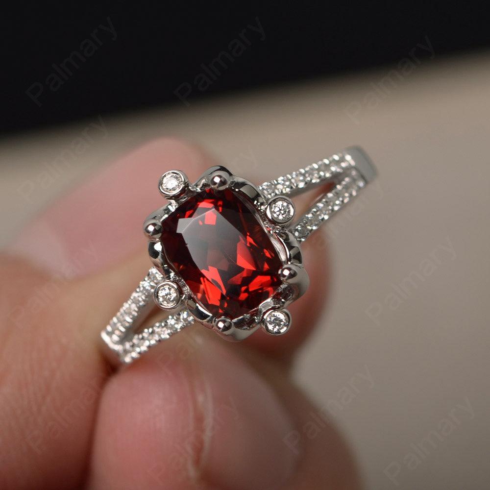 Cushion Garnet Non-traditional Engagement Rings - Palmary