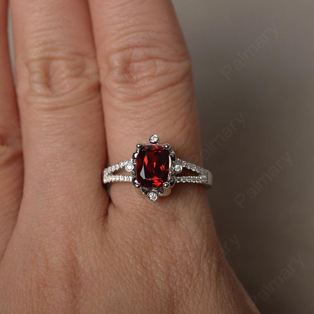 Cushion Garnet Non-traditional Engagement Rings - Palmary