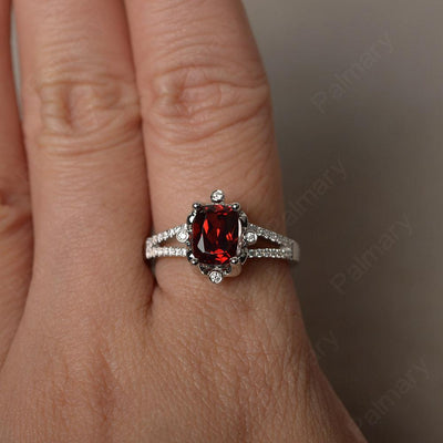 Cushion Garnet Non-traditional Engagement Rings - Palmary