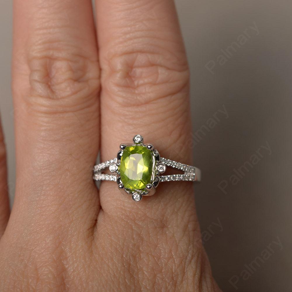 Cushion Peridot Non-traditional Engagement Rings - Palmary