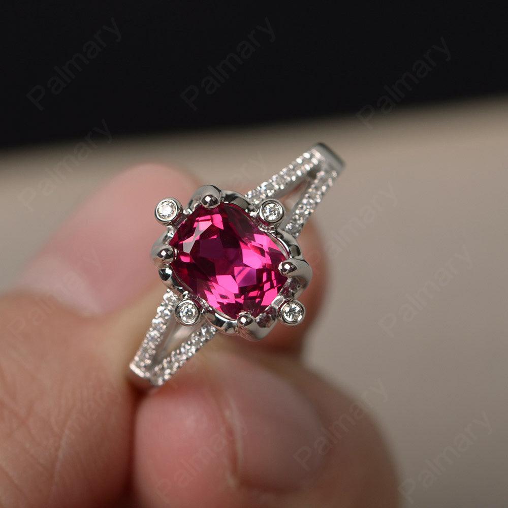 Cushion Ruby Non-traditional Engagement Rings - Palmary