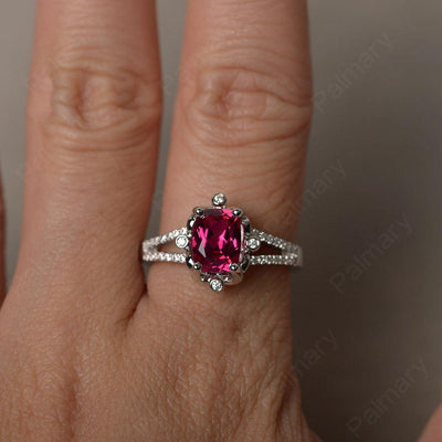 Cushion Ruby Non-traditional Engagement Rings - Palmary