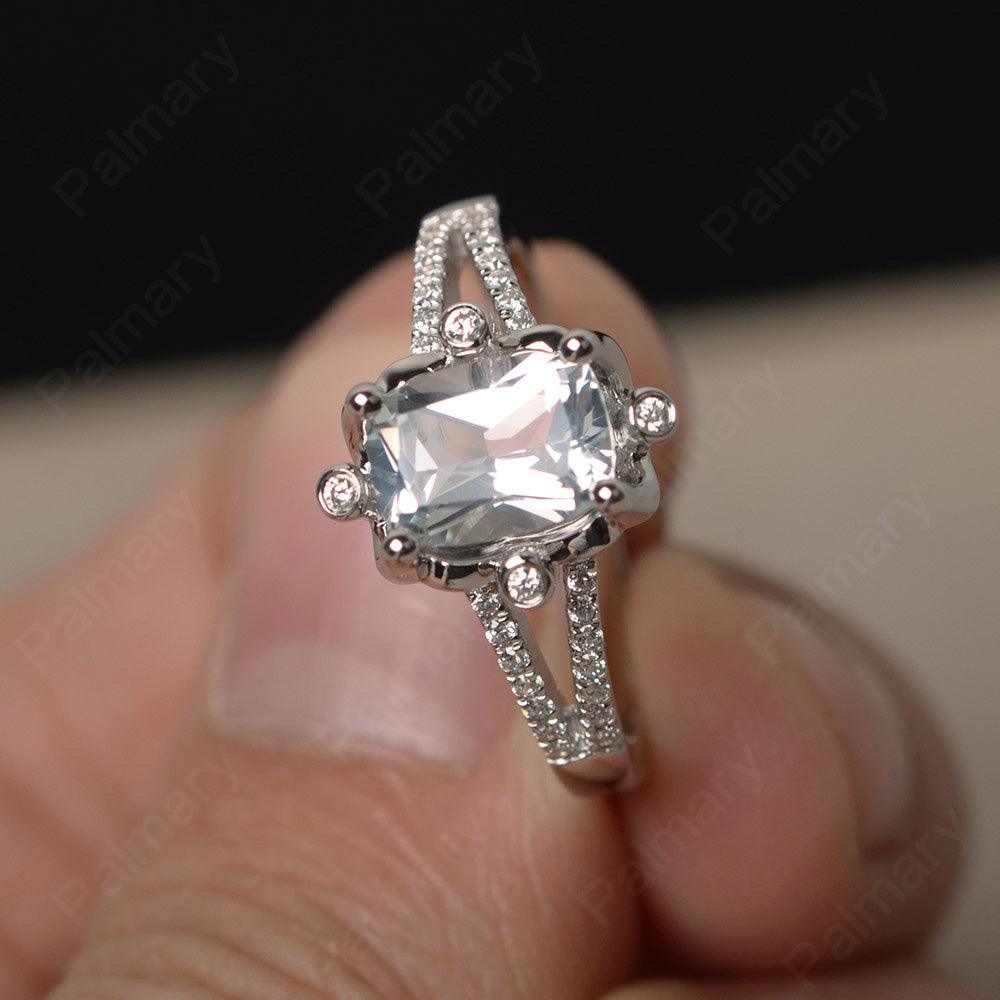 Cushion White Topaz Non-traditional Engagement Rings - Palmary