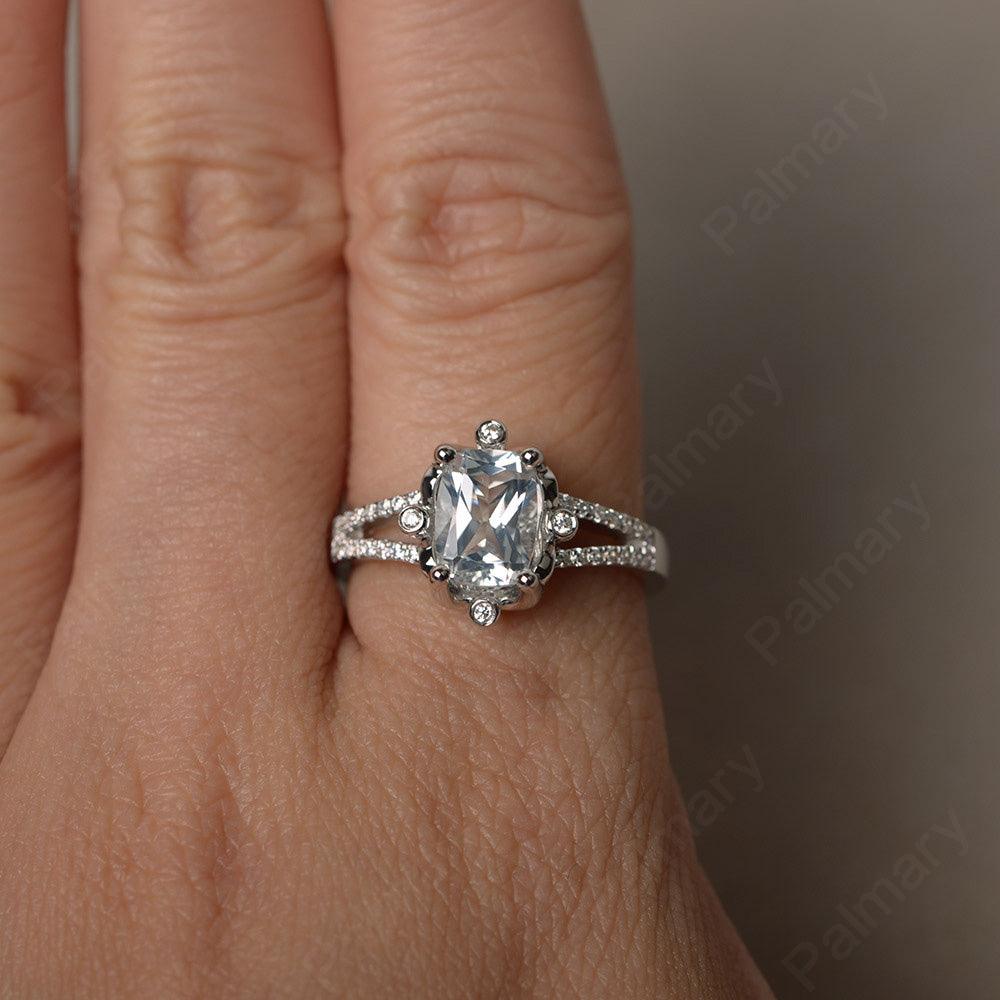 Cushion White Topaz Non-traditional Engagement Rings - Palmary