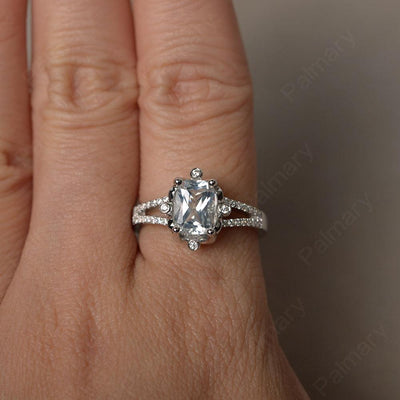 Cushion White Topaz Non-traditional Engagement Rings - Palmary