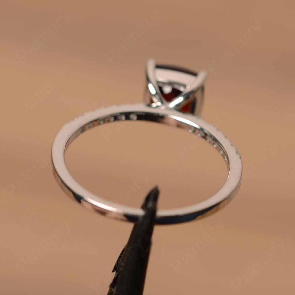 Cushion Cut Garnet Wedding Ring Set - Palmary
