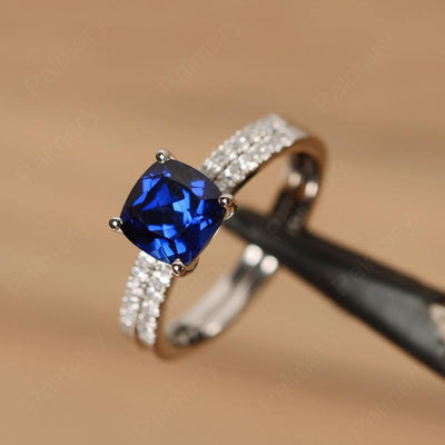 Cushion Cut Sapphire Wedding Ring Set - Palmary