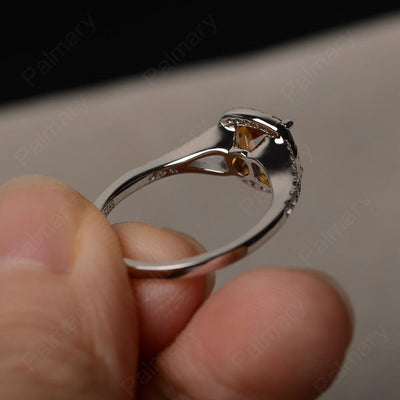 Cushion Cut Citrine Halo Engagement Rings - Palmary