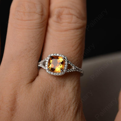 Cushion Cut Citrine Halo Engagement Rings - Palmary