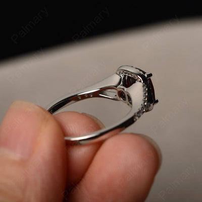 Cushion Cut Garnet Halo Engagement Rings - Palmary