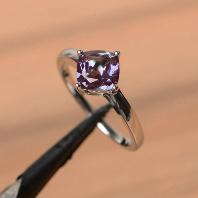 Cushion Cut Alexandrite Solitaire Rings - Palmary