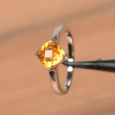 Cushion Cut Citrine Solitaire Rings - Palmary