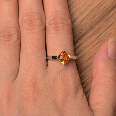 Cushion Cut Citrine Solitaire Rings - Palmary