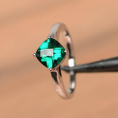 Cushion Cut Emerald Solitaire Rings - Palmary