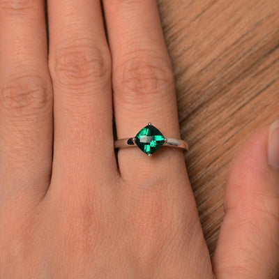 Cushion Cut Emerald Solitaire Rings - Palmary