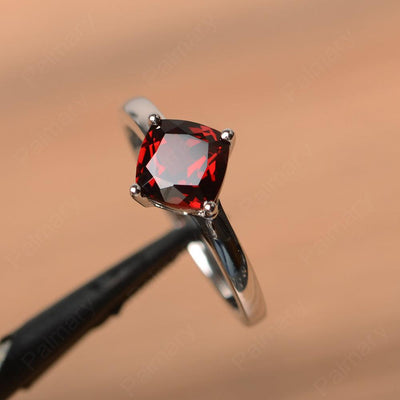 Cushion Cut Garnet Solitaire Rings - Palmary