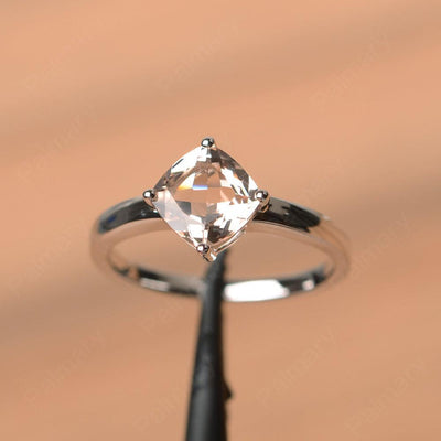 Cushion Cut Morganite Solitaire Rings - Palmary