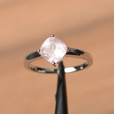 Cushion Cut Rose Quartz Solitaire Rings - Palmary