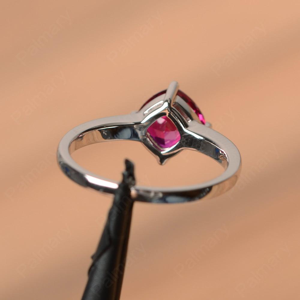 Cushion Cut Ruby Solitaire Rings - Palmary