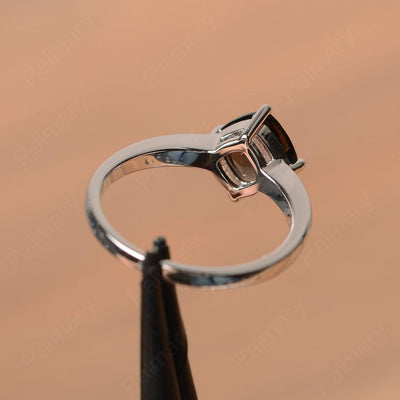 Cushion Cut Smoky Quartz  Solitaire Rings - Palmary