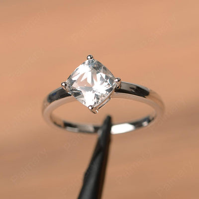 Cushion Cut White Topaz Solitaire Rings - Palmary