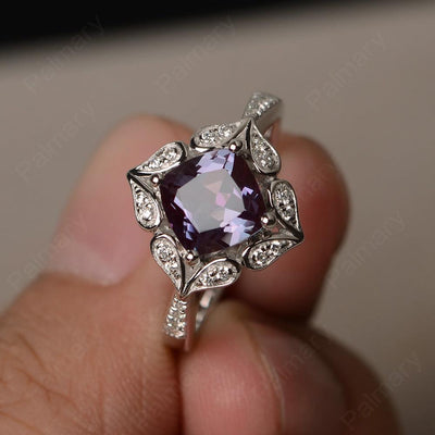 Cushion Cut Alexandrite Alternative Engagement Rings - Palmary