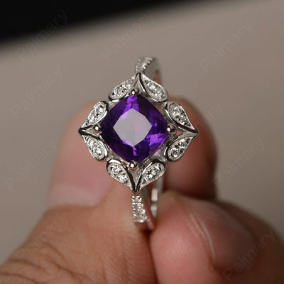 Cushion Cut Amethyst Alternative Engagement Rings - Palmary