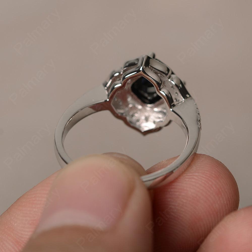 Cushion Cut Black Spinel Alternative Engagement Rings - Palmary