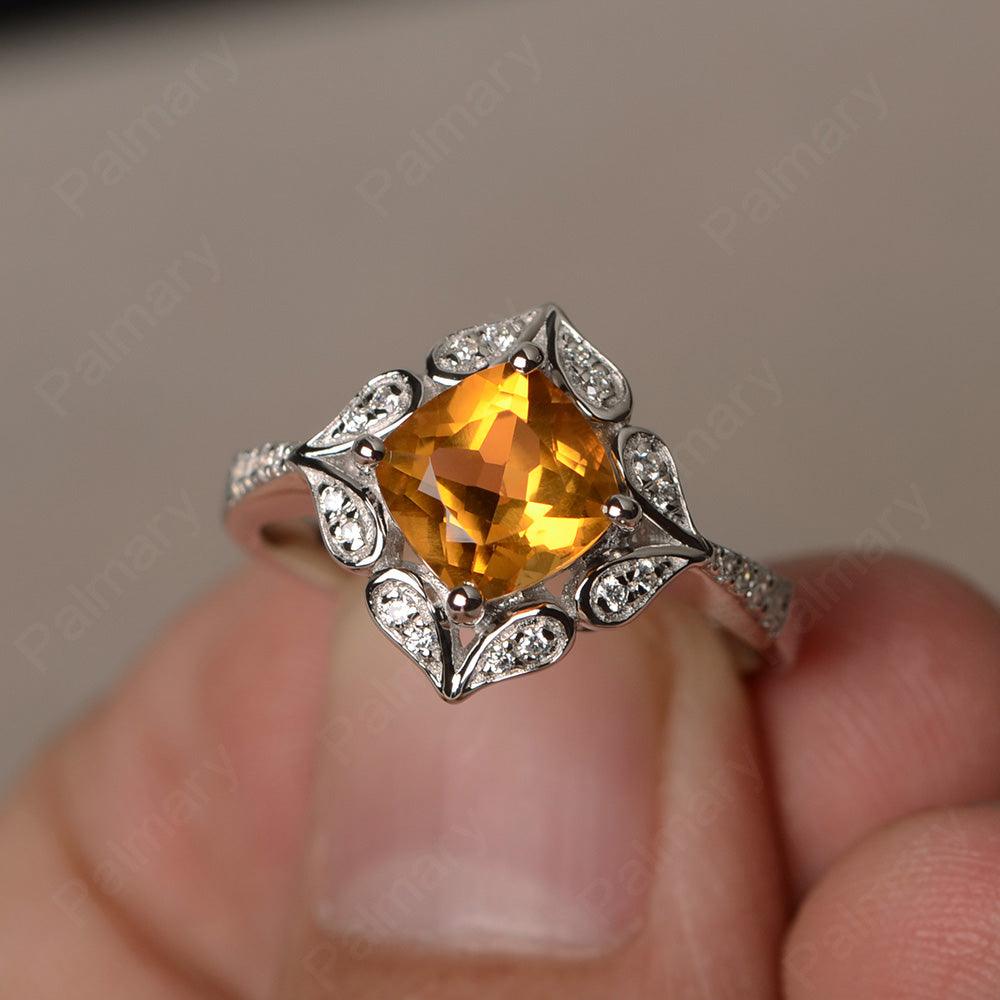 Cushion Cut Citrine Alternative Engagement Rings - Palmary