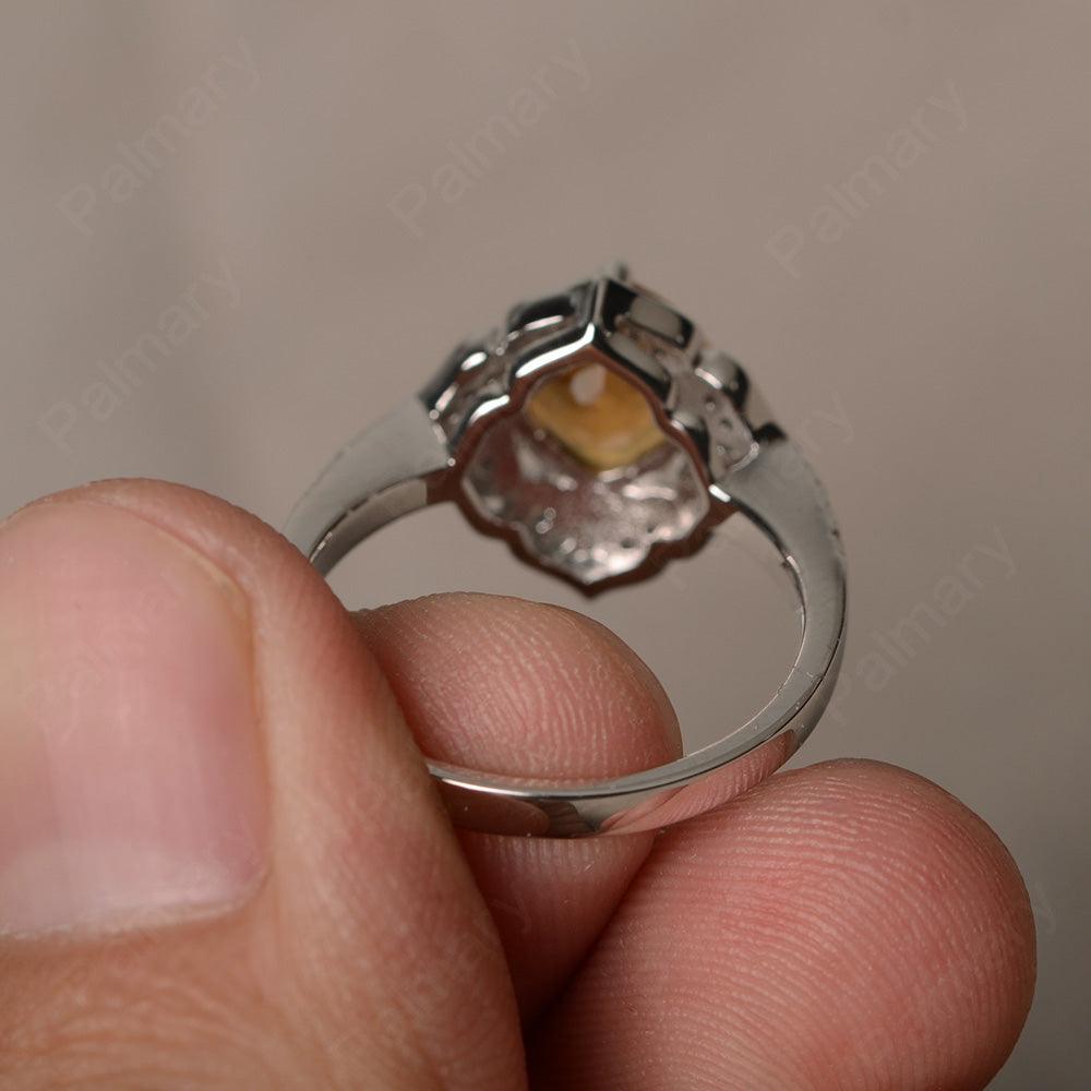 Cushion Cut Citrine Alternative Engagement Rings - Palmary