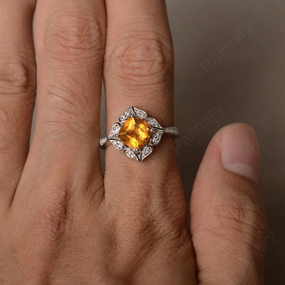 Cushion Cut Citrine Alternative Engagement Rings - Palmary