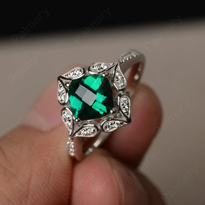 Cushion Cut Emerald Alternative Engagement Rings - Palmary