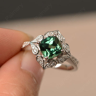 Cushion Cut Green Sapphire Alternative Engagement Rings - Palmary