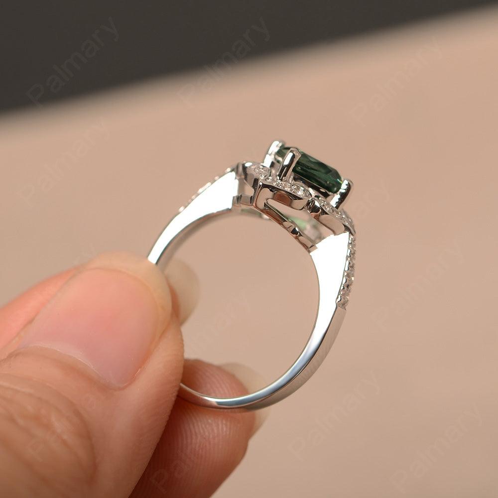 Cushion Cut Green Sapphire Alternative Engagement Rings - Palmary