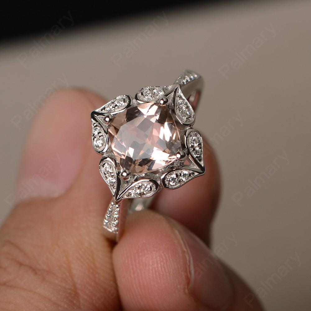 Cushion Cut Morganite Alternative Engagement Rings - Palmary