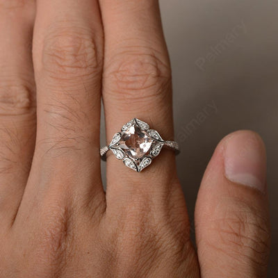 Cushion Cut Morganite Alternative Engagement Rings - Palmary