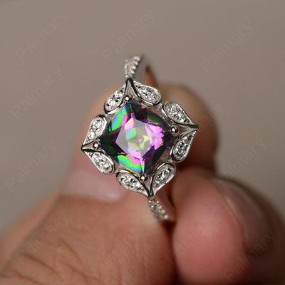 Cushion Cut Mystic Topaz Alternative Engagement Rings - Palmary