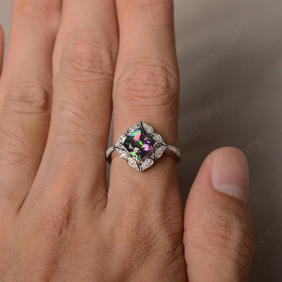 Cushion Cut Mystic Topaz Alternative Engagement Rings - Palmary