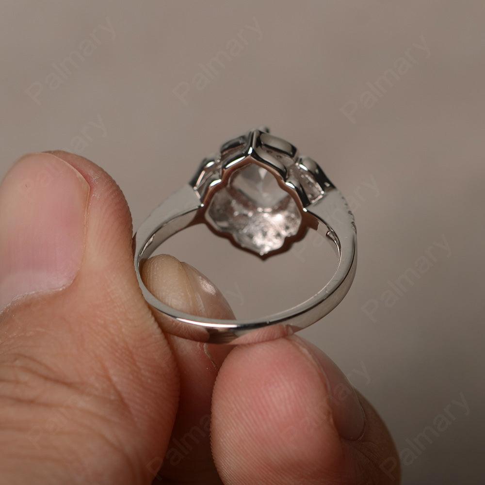 Cushion Cut Rose Quartz Alternative Engagement Rings - Palmary