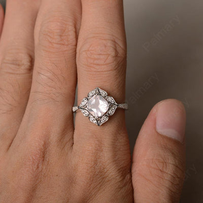 Cushion Cut Rose Quartz Alternative Engagement Rings - Palmary