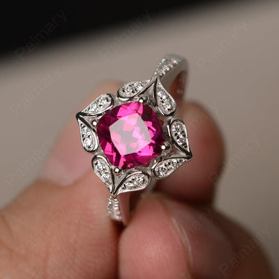 Cushion Cut Ruby Alternative Engagement Rings - Palmary