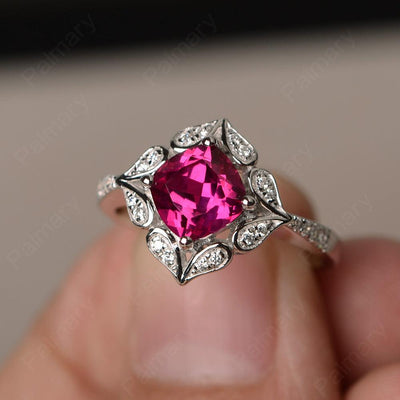 Cushion Cut Ruby Alternative Engagement Rings - Palmary