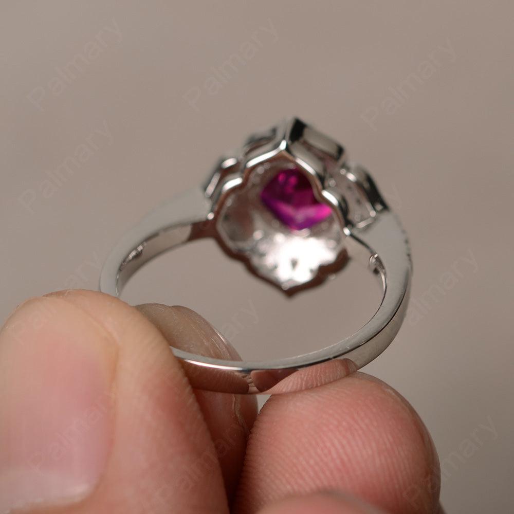 Cushion Cut Ruby Alternative Engagement Rings - Palmary