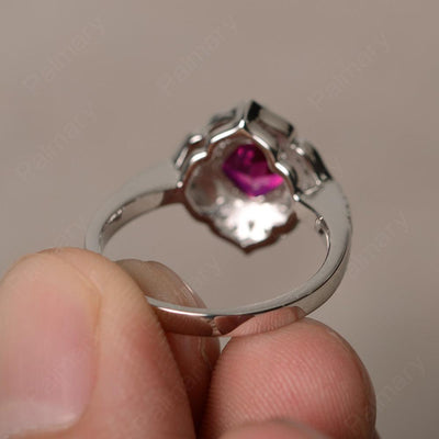 Cushion Cut Ruby Alternative Engagement Rings - Palmary