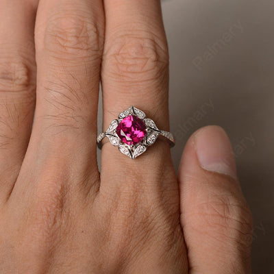 Cushion Cut Ruby Alternative Engagement Rings - Palmary