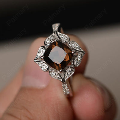 Cushion Cut Smoky Quartz  Alternative Engagement Rings - Palmary