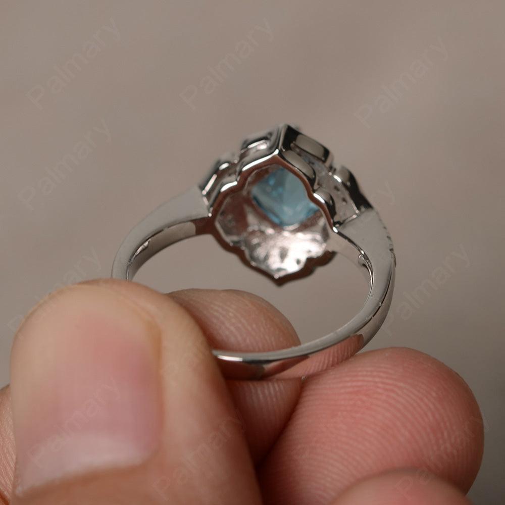 Cushion Cut Swiss Blue Topaz Alternative Engagement Rings - Palmary