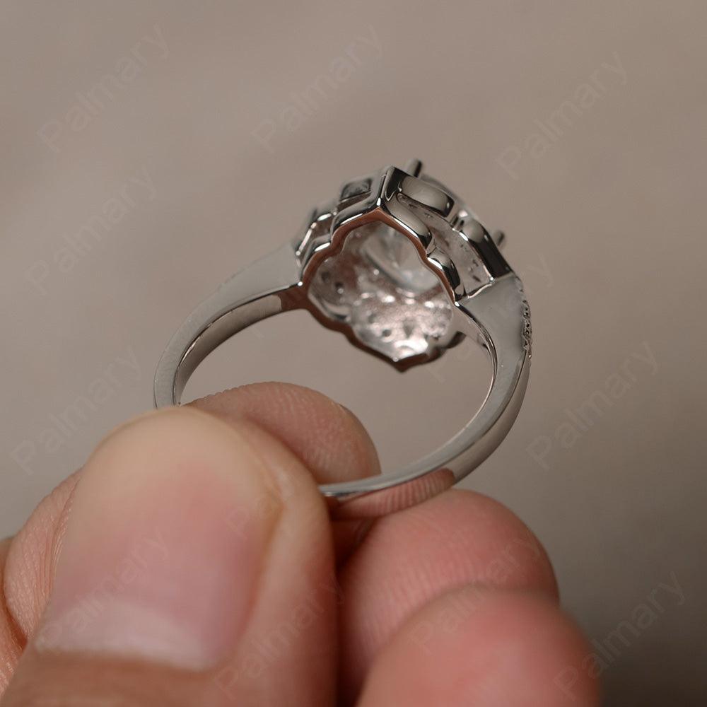 Cushion Cut White Topaz Alternative Engagement Rings - Palmary