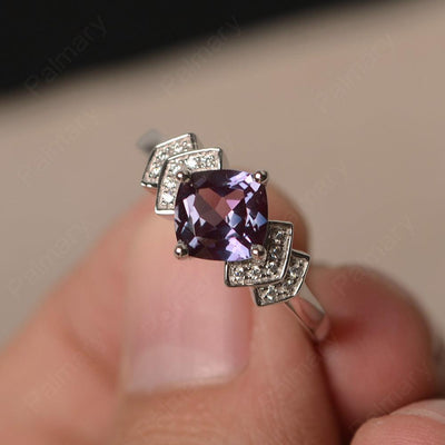Cushion Cut Alexandrite Wedding Ring - Palmary
