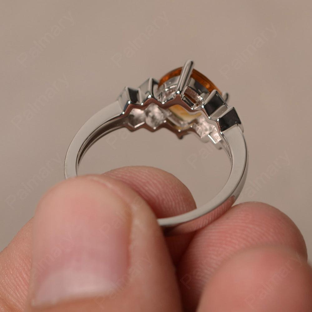 Cushion Cut Citrine Wedding Ring - Palmary